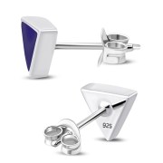 6pairs, Lapiz Lazuli Triangle Silver Stud Earrings - e348